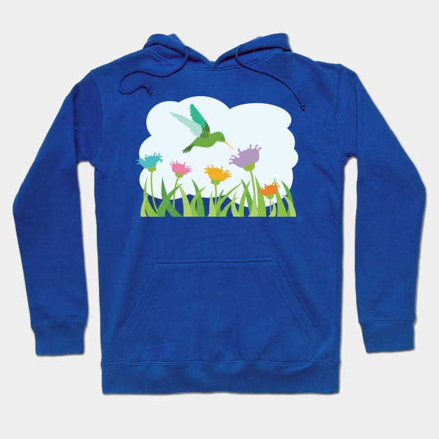 Hummingbird and Wildflowers Hoodie by evisionarts